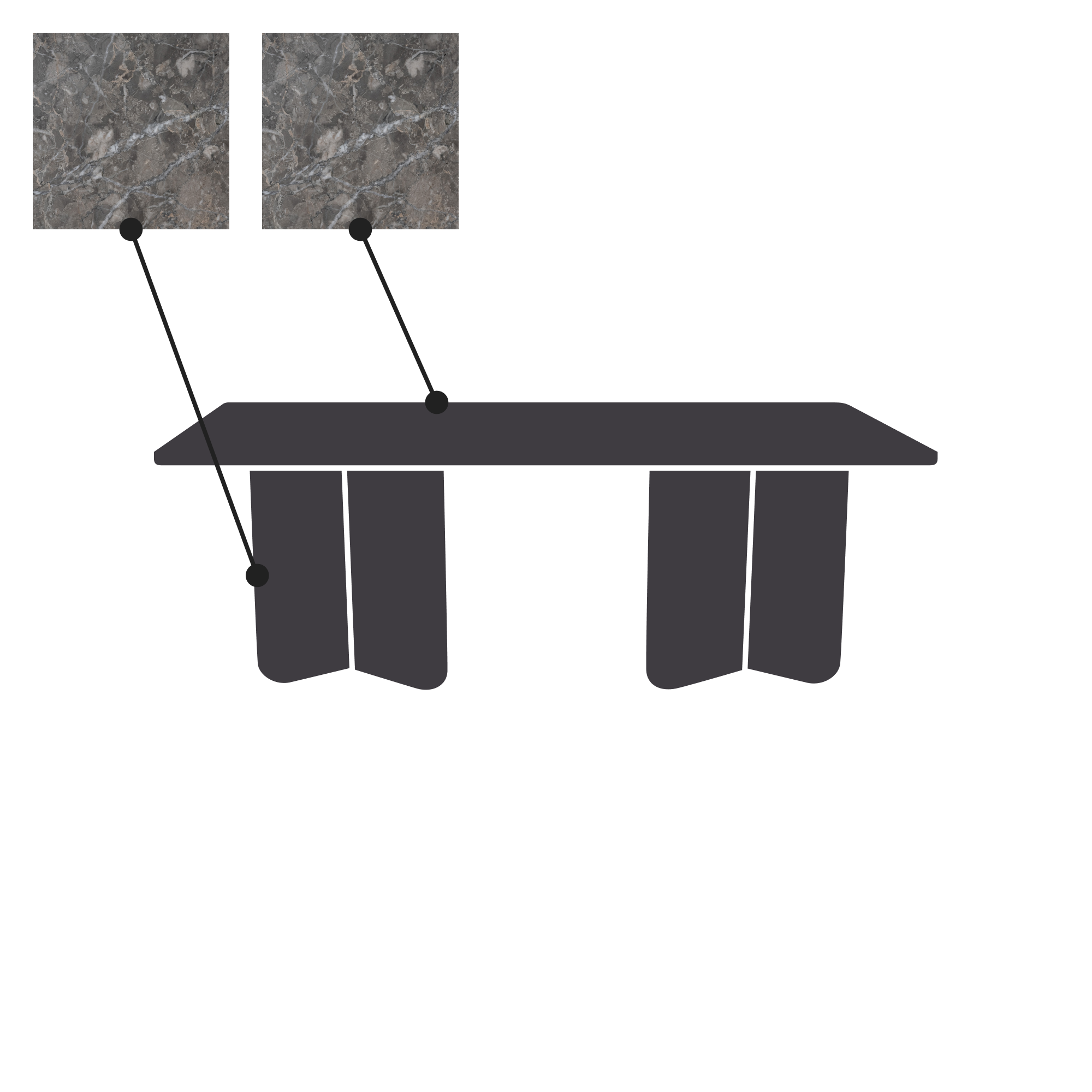 Rektangulär 120x72cm - Marmor Grå solid